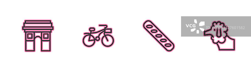 线性凯旋门法式长棍面包组合图片素材