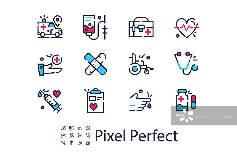 医学主题的现代线性图标图片素材