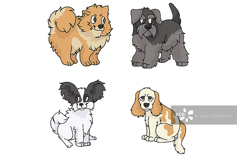 可爱的卡通犬品种系列图片素材