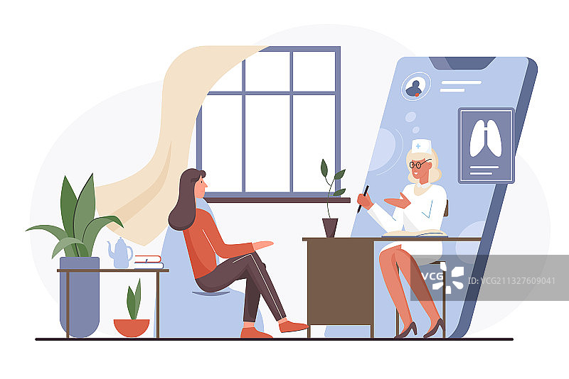 在线医生医疗预约卡通病人图片素材