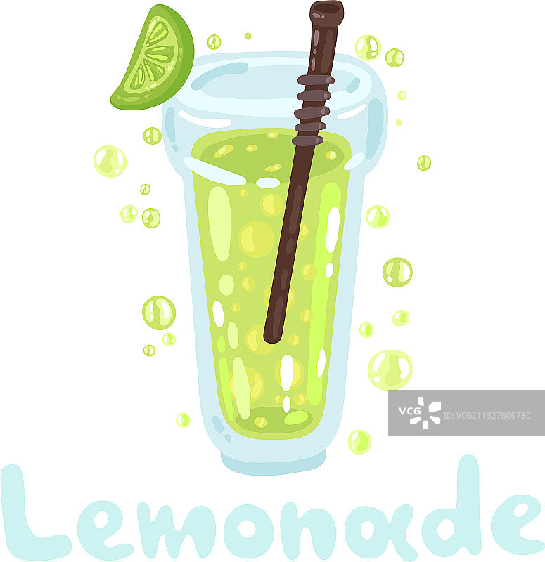 扁平风格的柠檬水气泡饮品图片素材