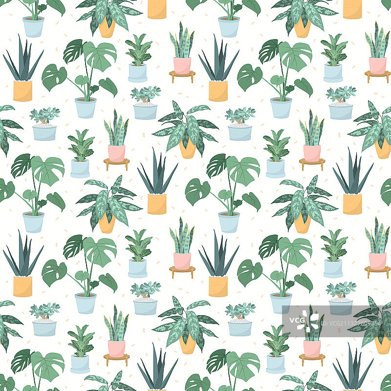 盆栽植物无缝图案图片素材