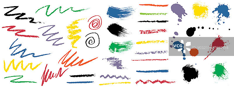 笔刷纹理墨水飞溅套装图片素材
