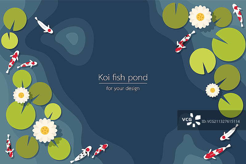 锦鲤鱼塘俯视图图片素材