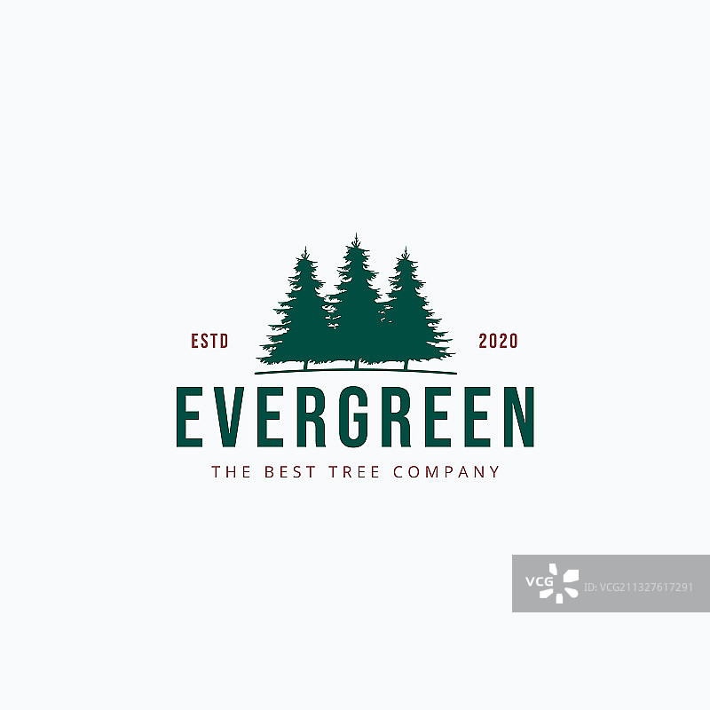 复古松树标志设计图片素材