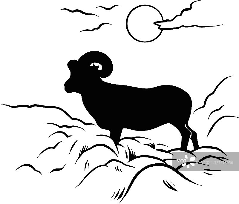 山地盘羊 - 山地景观野生动物图片素材