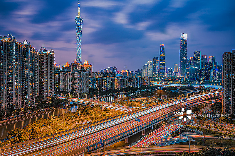 珠江新城璀璨夜色图片素材