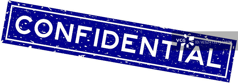 蓝色做旧机密字样方形橡胶印章图片素材