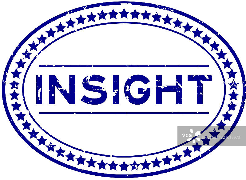 蓝色复古洞察力文字椭圆形橡胶印章图片素材