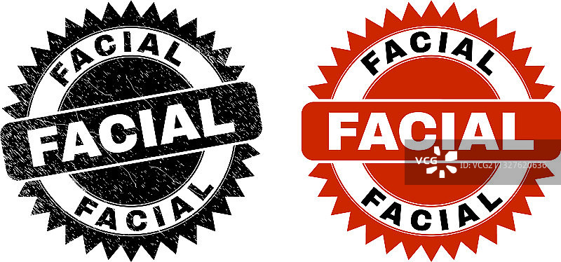 带有腐蚀风格的面部黑色花结印章图片素材