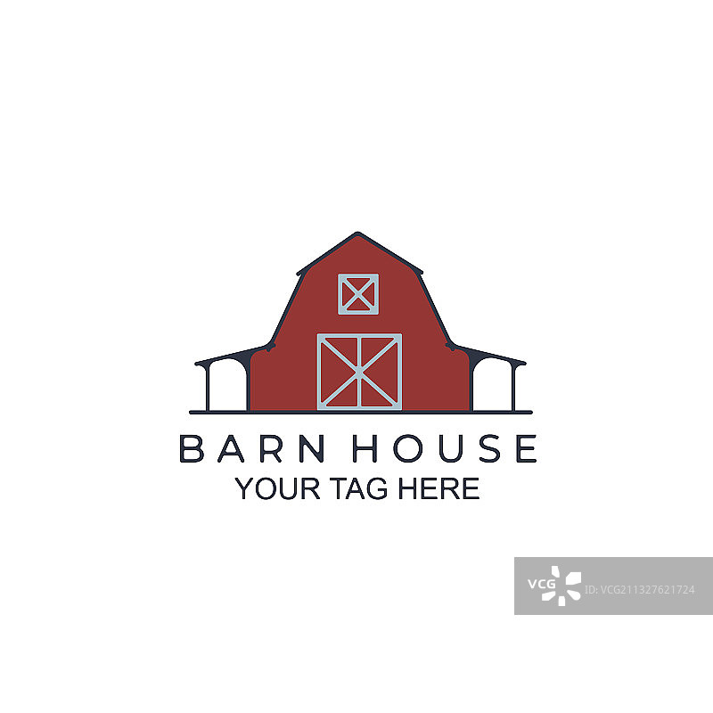 谷仓房屋彩色线条艺术logo模板设计图片素材