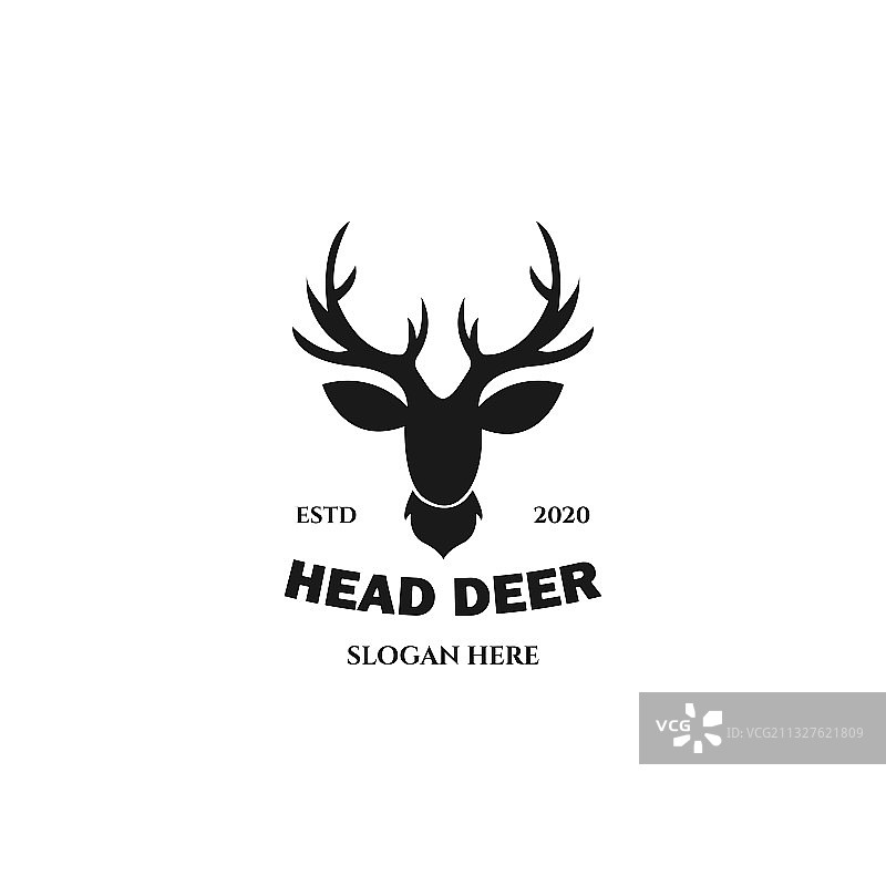 复古风格的鹿头像Logo模板设计图片素材