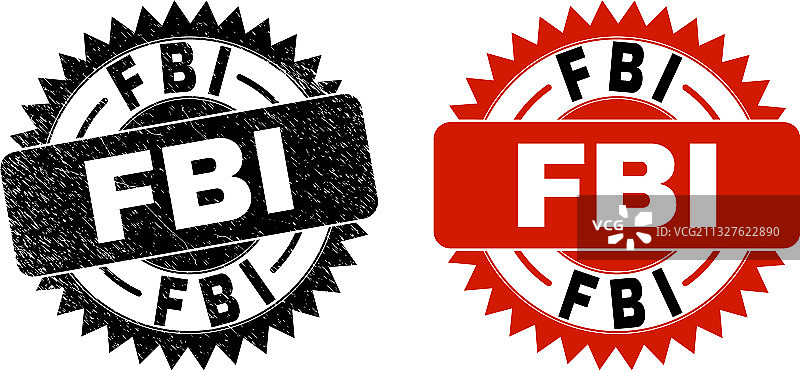 带刮痕表面的联邦调查局黑色花结印章图片素材