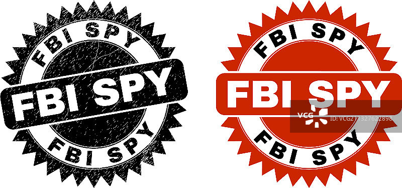 FBI间谍黑色花结印章（不整洁风格）图片素材