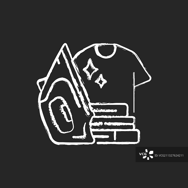 黑色背景上的熨烫粉笔白色图标图片素材