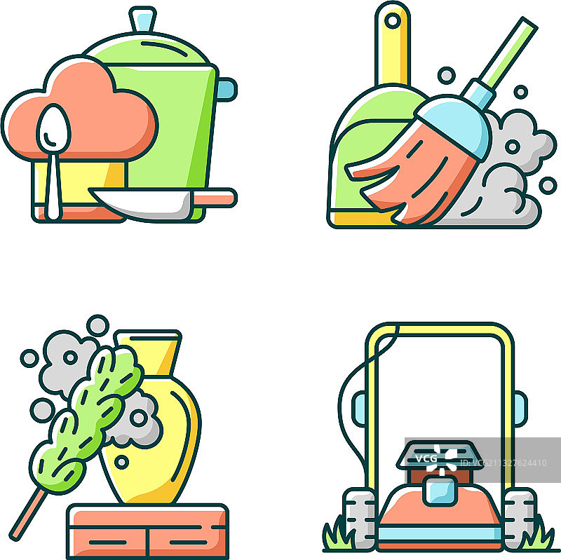 家务杂事RGB颜色图标集图片素材