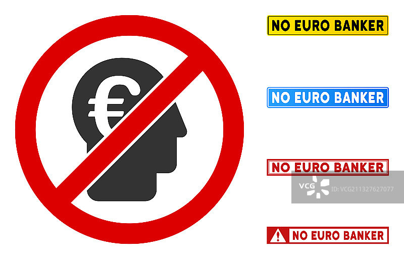 扁平风格禁止欧元银行家标志图片素材