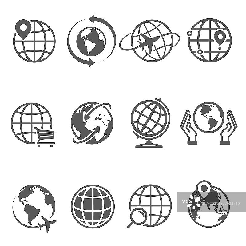 定位地球线条图标图片素材