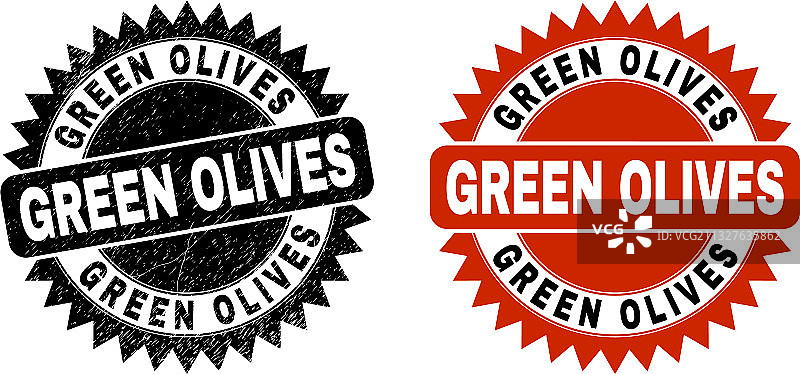 带橡胶的绿色橄榄黑色花结印章图片素材