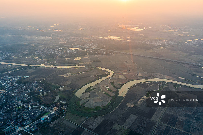 广东省雷州市南渡河自然人文风光航拍图片素材