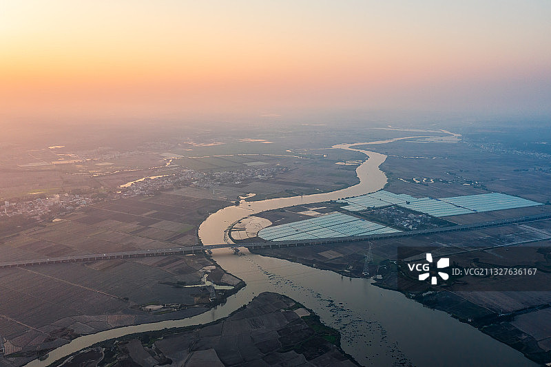 广东省雷州市南渡河自然人文风光航拍图片素材