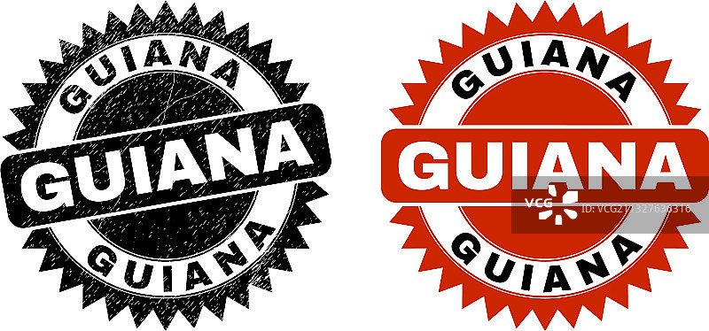 圭亚那黑色花结腐蚀风格印章图片素材