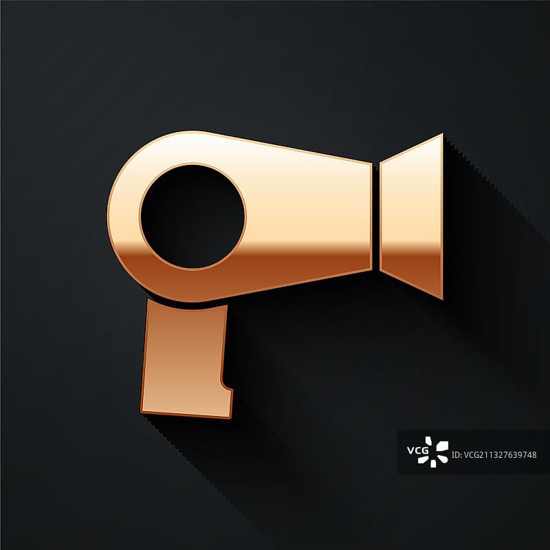 黑色背景上的金色吹风机图标图片素材