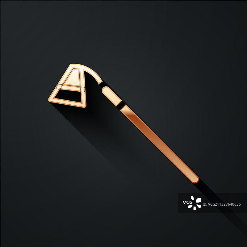 黑色背景上的金色园艺锄头图标图片素材