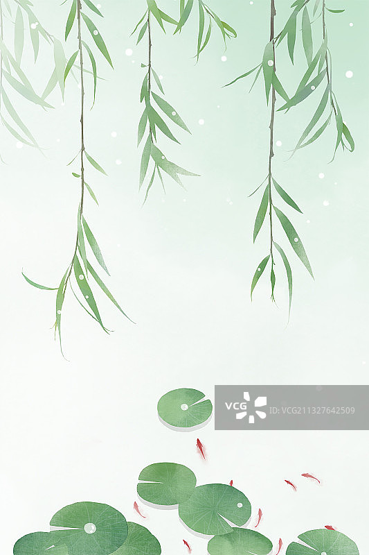 中国风夏季池塘插画图片素材