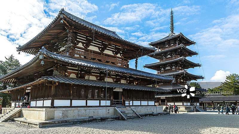 法隆寺五重塔与金堂图片素材