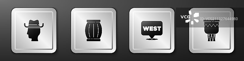 牛仔枪火药桶指向荒野套装图片素材