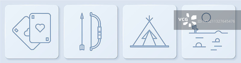 线性图标扑克牌印第安帐篷图片素材