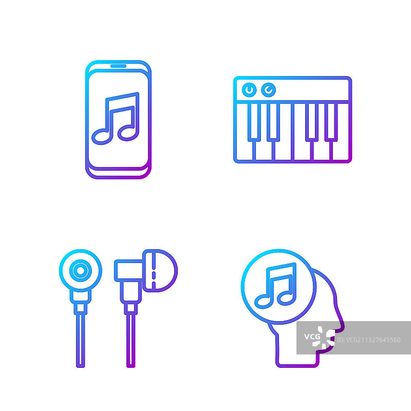 人脑中的线条音符图片素材