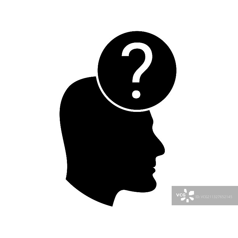 带有问号的黑色头像剪影图片素材