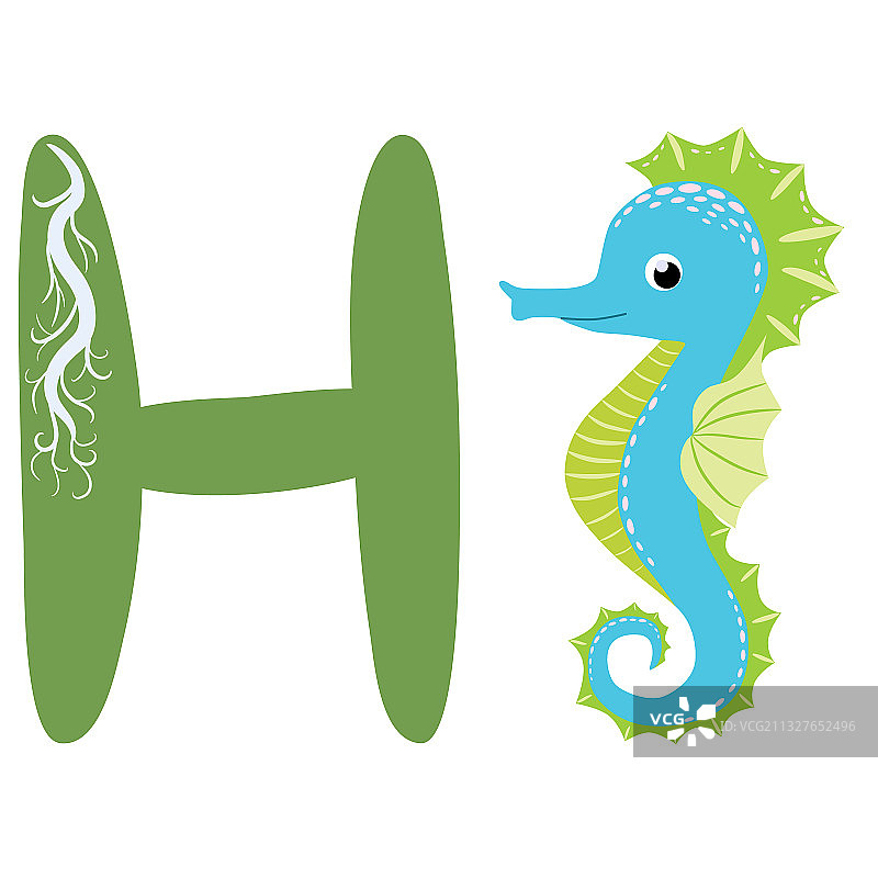 斯堪的纳维亚风格海马手绘图片素材