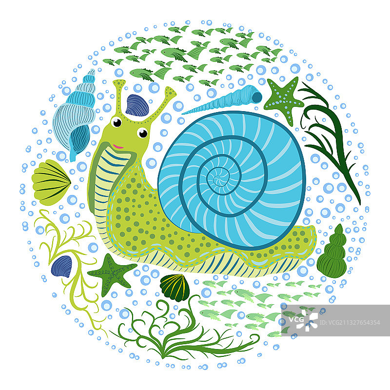 贝壳中可爱的粉色蜗牛图片素材