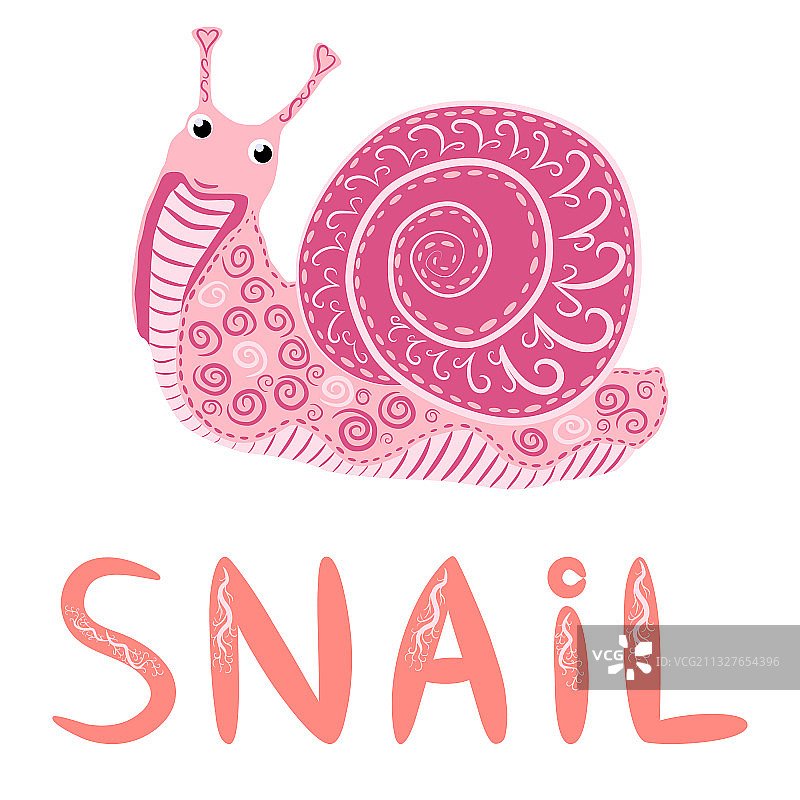 粉色蜗牛卡通斯堪的纳维亚风格图片素材