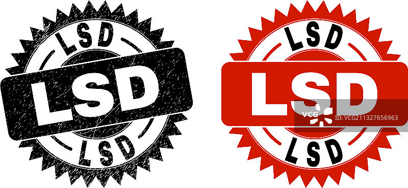 带有刮擦纹理的LSD黑色花结印章图片素材