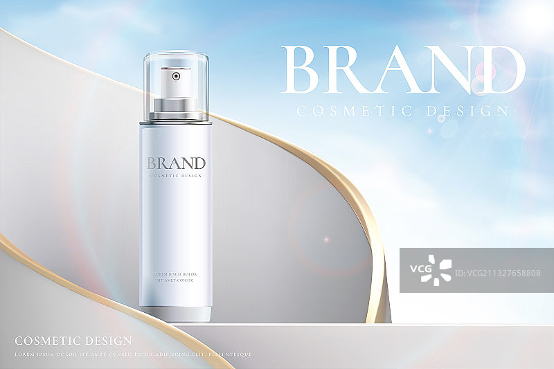 光晕背景白色展示台护肤品广告图片素材