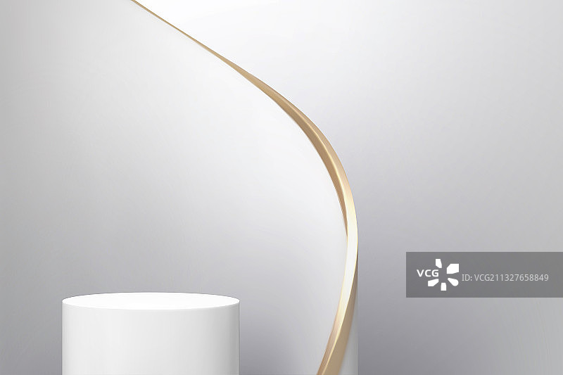 白色圆台金色旋转曲线横幅三维图图片素材