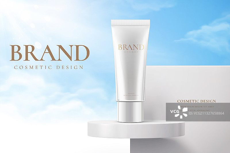 天空背景塑料管包装护肤品广告图片素材