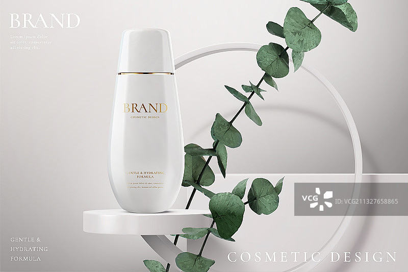 圆框绿叶背景护肤品广告图片素材