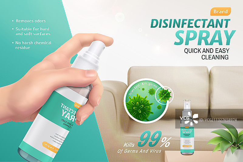 手部特写居家消毒喷雾广告图片素材