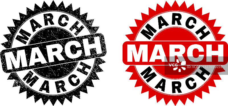 具有复古风格的3月黑色花结印章图片素材