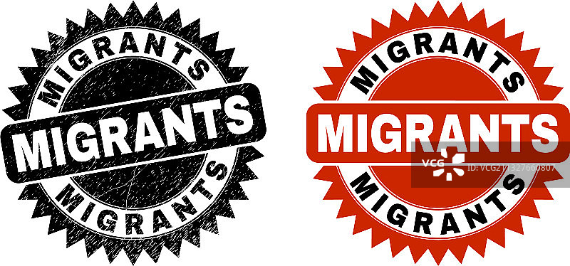 带有破损效果的移民黑色花环水印图片素材