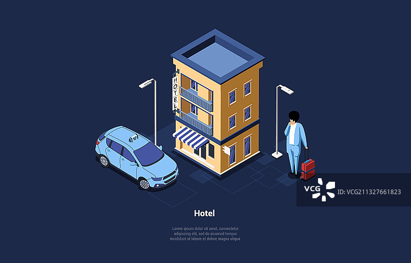 深色背景上的卡通3D风格2.5D作品图片素材