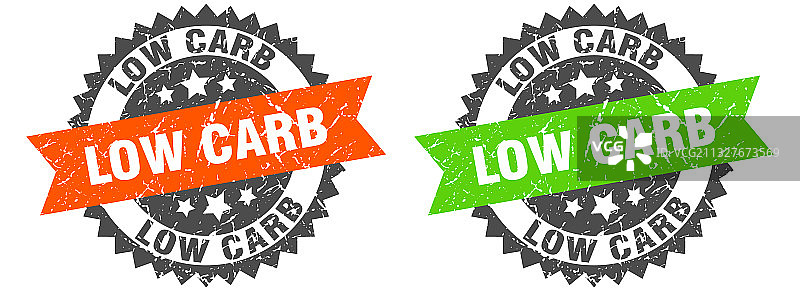 低碳水化合物带状标志，低碳水化合物复古图章套装图片素材