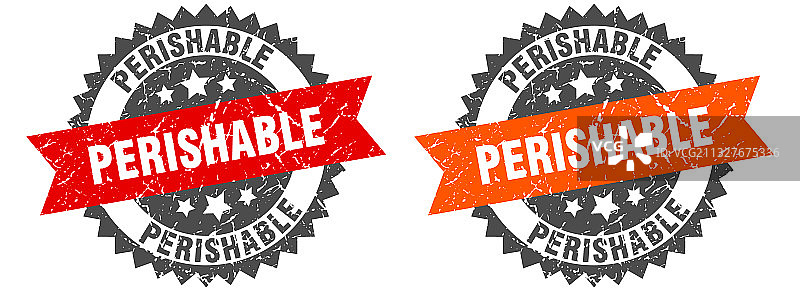 易腐烂物品标志，易腐烂物品Grunge印章套装图片素材