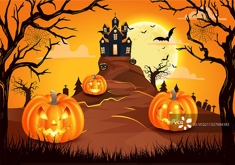 可怕的南瓜万圣节快乐背景图片素材