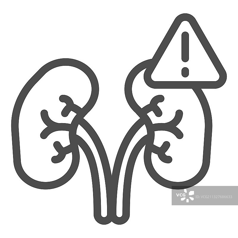 感叹号与肾脏问题线性图标图片素材